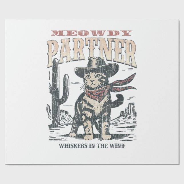 Papier Cadeau Salut associé Cowboy Chat  (Plat)