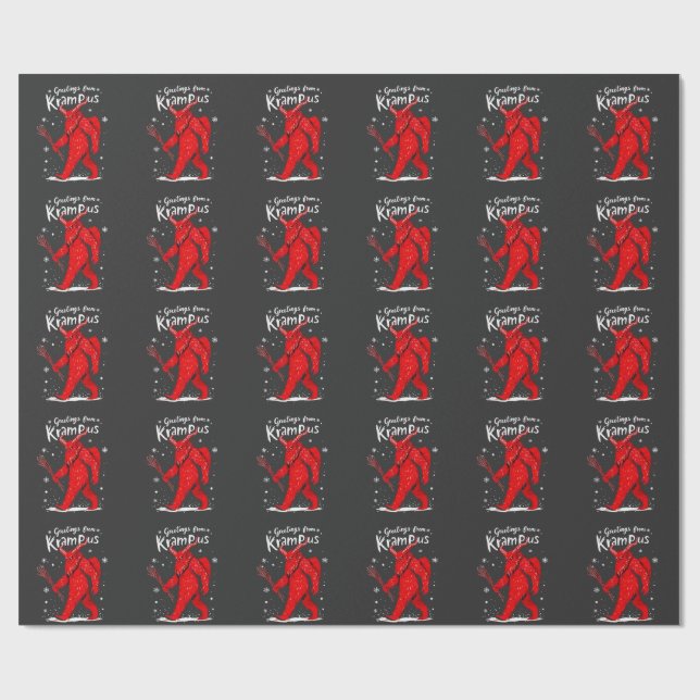 Papier Cadeau Salutation de Krampus Noël  (Plat)