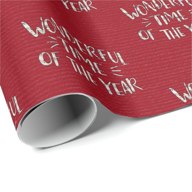 Papier Cadeau salutation de musique de Noël sur fond rouge (Coin rond)