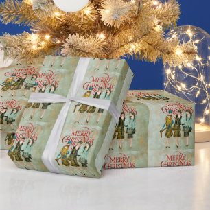 Papier Cadeau Salutation de Noël des femmes des années 30 vintag