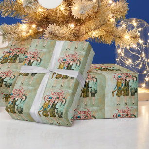 Papier Cadeau Salutation de Noël des femmes des années 30 vintag