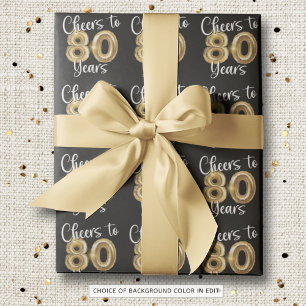 Papier Cadeau Salutations à 80 ans Black Gold Anniversaire