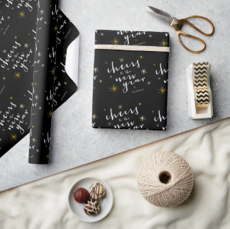 Papier Cadeau Salutations Au Nouvel An Starbursts Fireworks Mode
