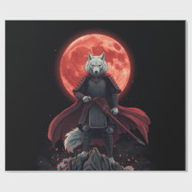 Samouraï Loup Blanc sous la Lune de Sang Cramoisie