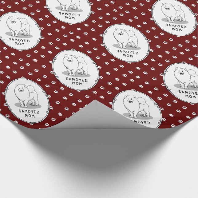 Papier Cadeau Samoyed Maman (blanc) Mignonne Fun Chien Maman (Coin)
