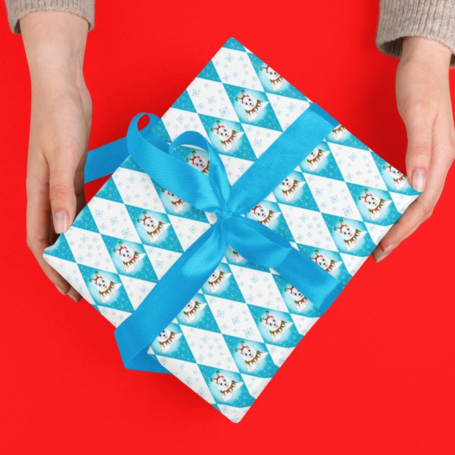 Papier Cadeau Samoyed Winter Holiday Diamond Motif (Adorable dog Christmas wrapping paper!)