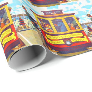 Papier Cadeau San Francisco Californie Tramway Golden Gate