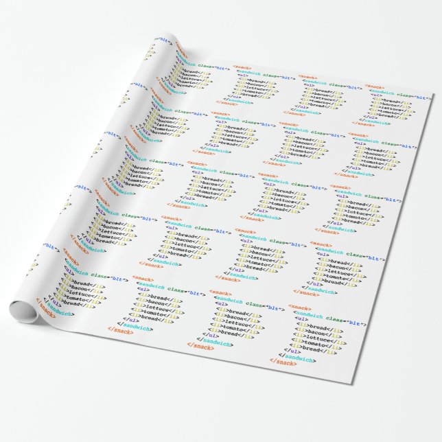 Papier Cadeau Sandwich drôle à geek de HTML de BLT (Déroulé)