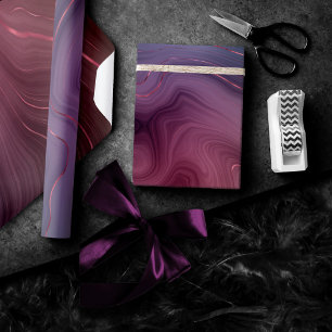 Papier Cadeau Sangria Strata   Moody Pink and Purple Luxe Agate