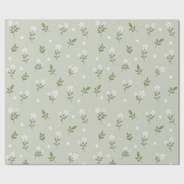 Papier Cadeau Sans Couture Fleur Blanche Mignon (Couture)