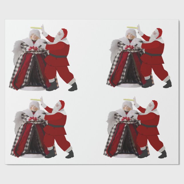 Papier Cadeau Santa Adjusting a Halo Wrapping Paper (Plat)