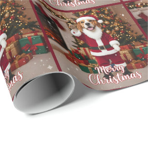 Papier Cadeau Santa Beagle Joyeux Noël - Beagle Xmas Chien