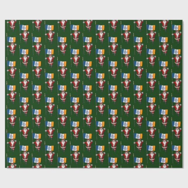 Papier Cadeau Santa Claus Avec Drapeau De New York (Plat)
