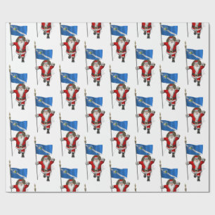 Papier Cadeau Santa Claus Avec Drapeau Las Vegas