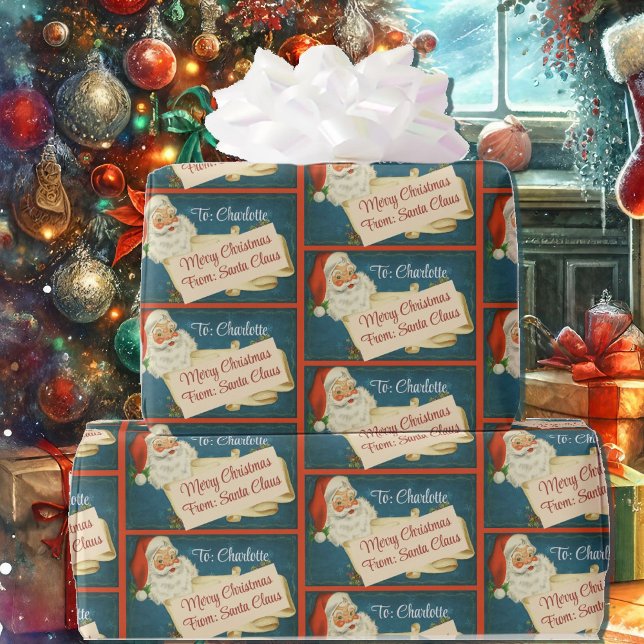 Papier Cadeau Santa Claus classique à et de Ajouter des noms Noë (Créateur téléchargé)
