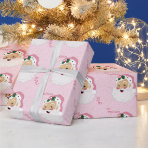Papier Cadeau Santa Claus Pink classique Personnalisé