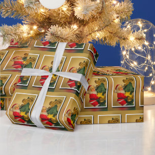 Papier Cadeau Santa Claus sur l'arbre de Noël classique Jolly Go