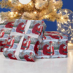 Papier Cadeau Santa Claus Trump avec le sac cadeau rouge