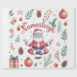 Papier Cadeau Santa Claus Yoga avec thème de Noël
