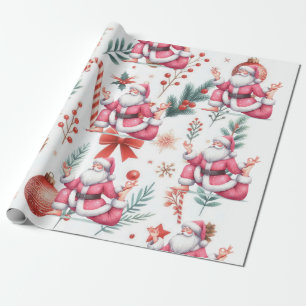Papier Cadeau Santa Claus Yoga avec thème de Noël