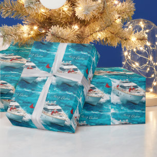 Papier Cadeau Santa en mer – Noël tropical au bord de la mer