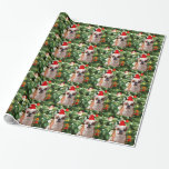 Papier Cadeau Santa Hat Bulldog Christmas Tree Snowman boîte cad<br><div class="desc">Mignonne photo Bulldog avec boîte cadeau de Noël Tree Snowman en arrière - plan. Un cadeau parfait pour Noël !</div>