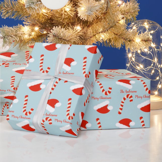Papier Cadeau Santa Hat et Sucre de canne (Vacances)