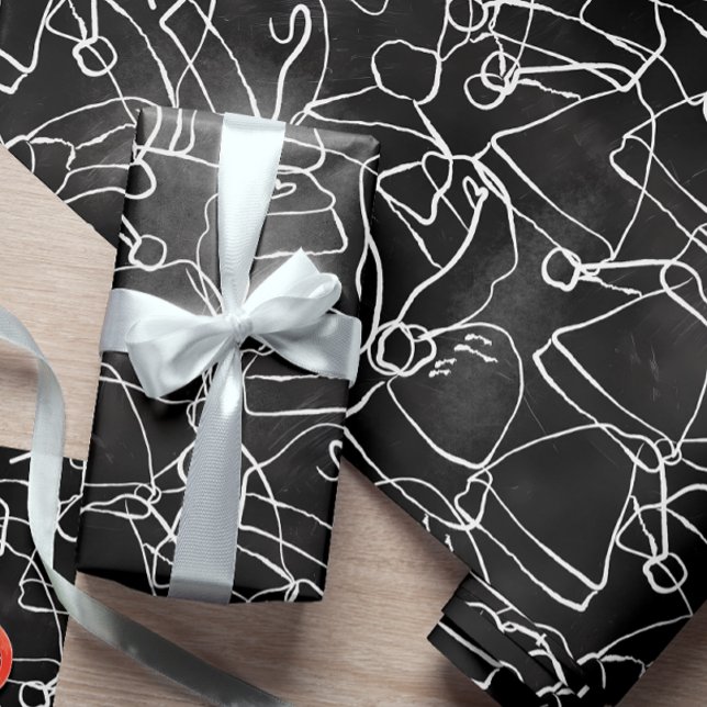 Papier Cadeau Santa Hat Jumble White sur tableau noir Noël (Créateur téléchargé)