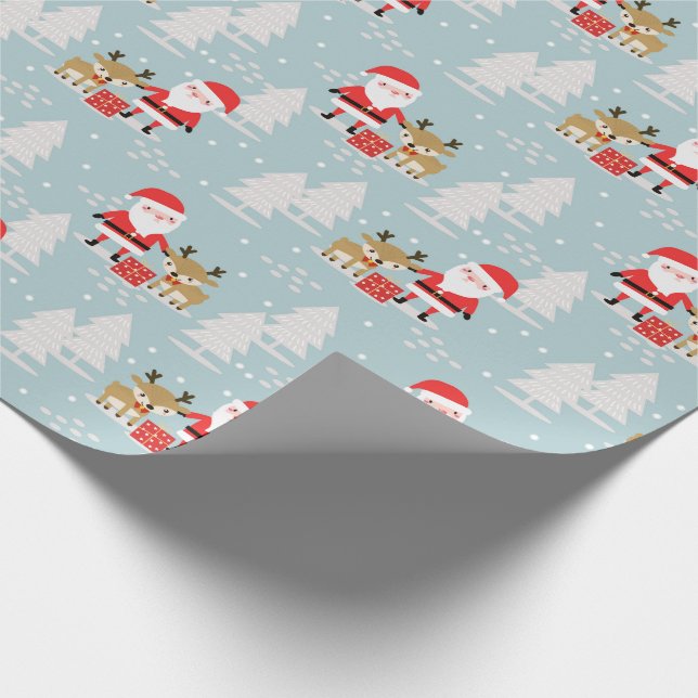 Papier Cadeau Santa Rudolph et Pins (Coin)