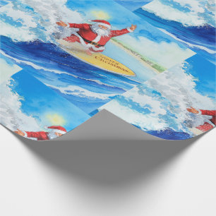 Papier Cadeau Santa surfant les fêtes de Noël