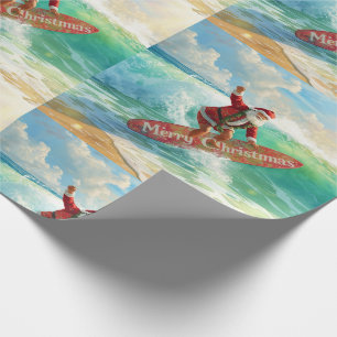 Papier Cadeau Santa surfant les fêtes de Noël