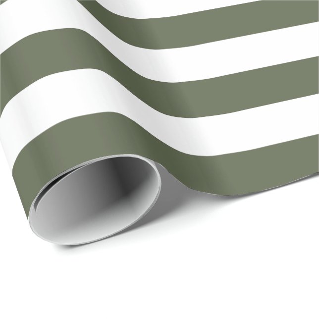 Papier Cadeau Sapin de Chypre Vert/Rayure Blanche (Coin rond)