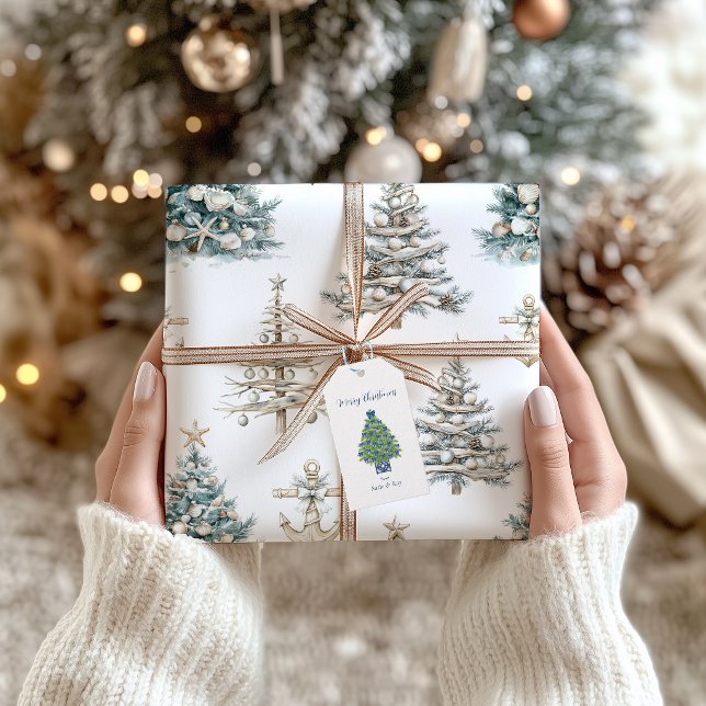 Papier Cadeau Sapin de Noël + Ancre Côtiers (Coastal Christmas Tree Paper)