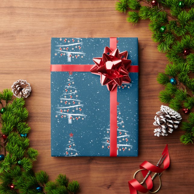 Papier Cadeau Sapin de Noël Baseball et chaussettes rouges  (Cadeau de vacances)