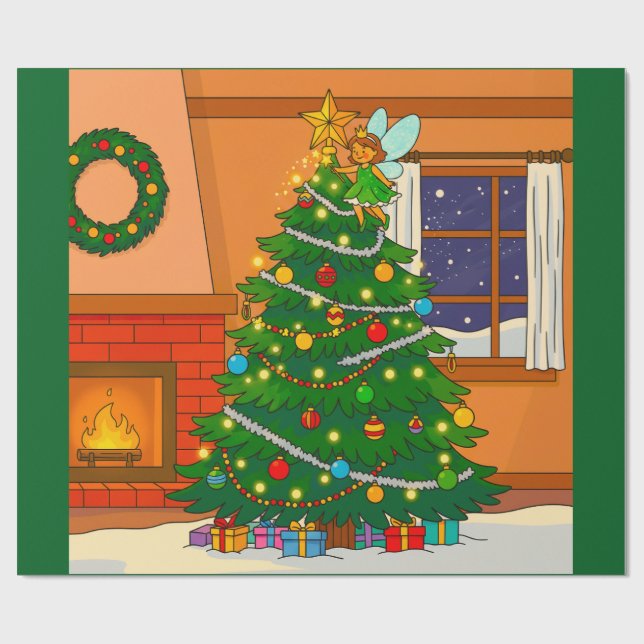 PAPIER CADEAU SAPIN DE NOËL CHAUD DESIGN (Plat)