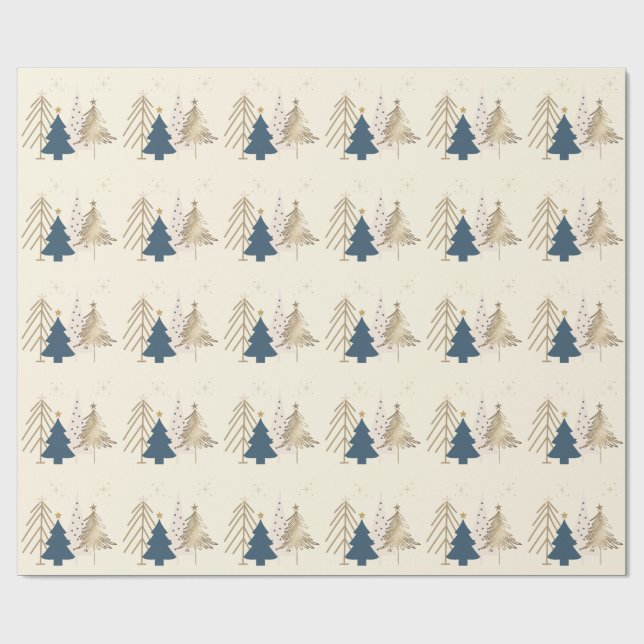 Papier Cadeau Sapin de Noël Classique Ivoire  (Plat)