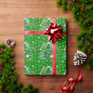 Papier Cadeau Sapin de Noël de la fête des infirmières sur fond
