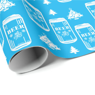 Papier Cadeau Sapin de Noël en canettes de bière