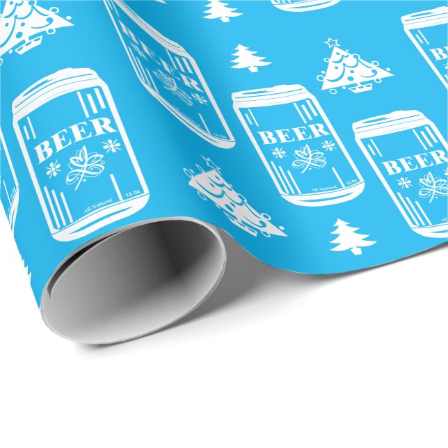 Papier Cadeau Sapin de Noël en canettes de bière  (Coin rond)