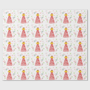 Papier Cadeau Sapin de Noël en spirale et motif de cloches