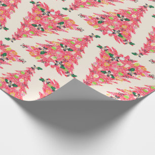 Papier Cadeau sapin de Noël festif couleur vive moderne tendance