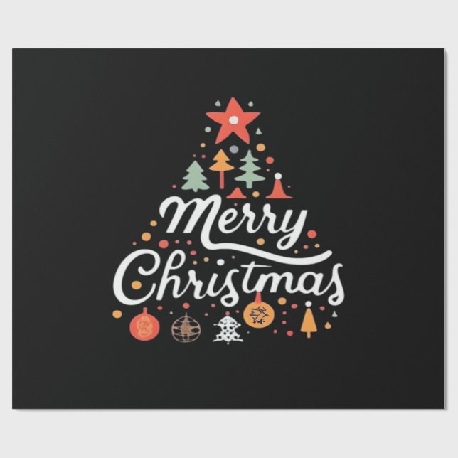 Papier Cadeau Sapin de Noël Joyeux Noël Classique (Plat)