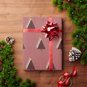 Papier Cadeau sapin de Noël minimaliste vacances rose mauve