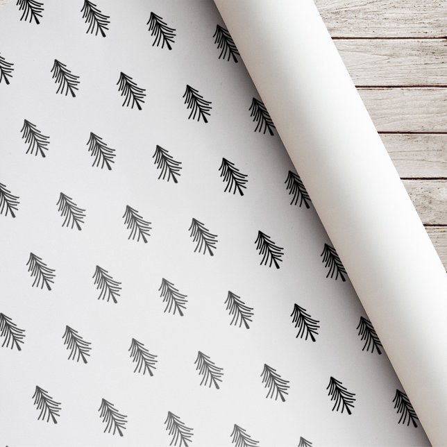 Papier Cadeau Sapin de Noël moderne noir et blanc (Créateur téléchargé)