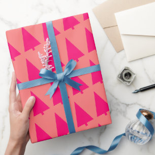 Papier Cadeau Sapin de Noël rose pastel Douce rose chaude