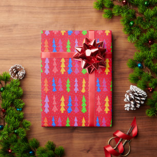 Papier Cadeau Sapin de Noël rouge Pop Art