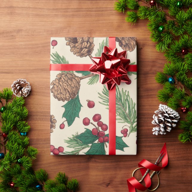 Papier Cadeau Sapin de Noël rustique (Cadeau de vacances)