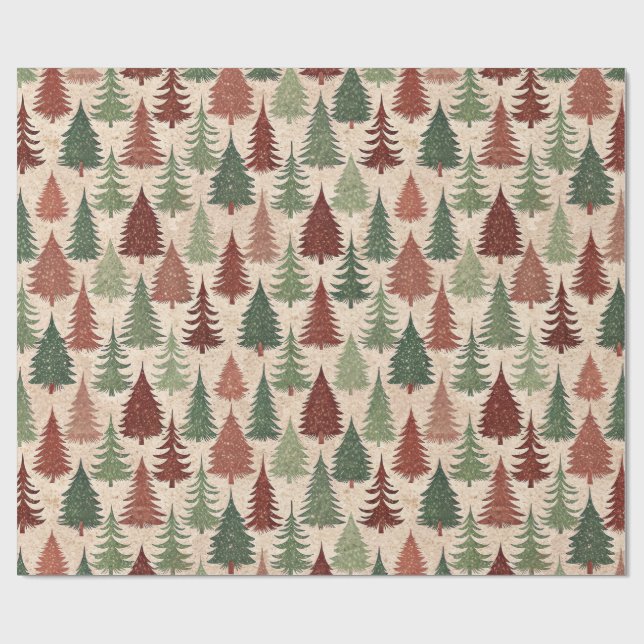 Papier Cadeau Sapin de Noël rustique (Plat)