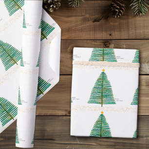 Papier Cadeau Sapin de Noël scandinave Simple Gold Scandi