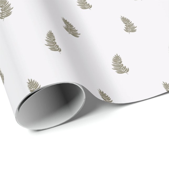 Papier Cadeau Sapin de Noël Tropical Vert Sage Feuille de Palmie (Coin rond)
